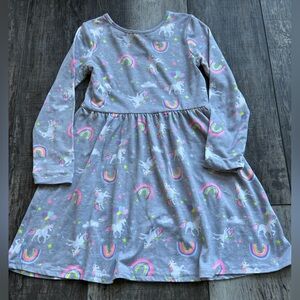 NWOT - Girl’s Free Style size 6 Gray Unicorn and Rainbow Dress